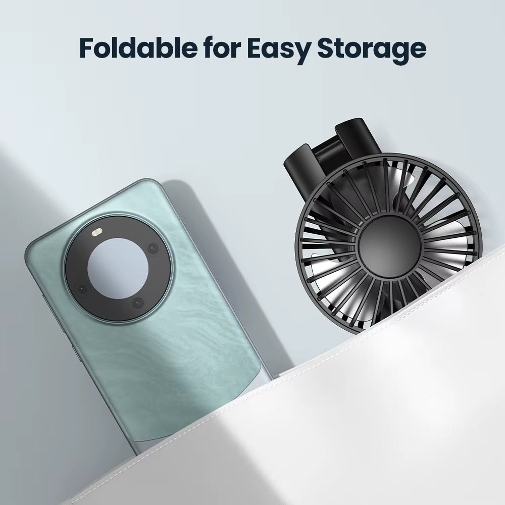 Portable Handheld Fan 5000Mah USB Rechargeable Foldable Fan 3 in 1 Personal Travel Fan with Digital Display Desk Fan