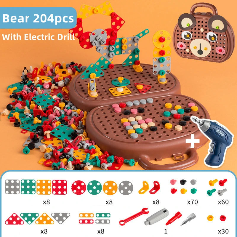 Kids Electric Drill Toolbox - Montessori Pretend Play Tool Set for Boys Ages 4-6 - Perfect Gift for Creative Play!