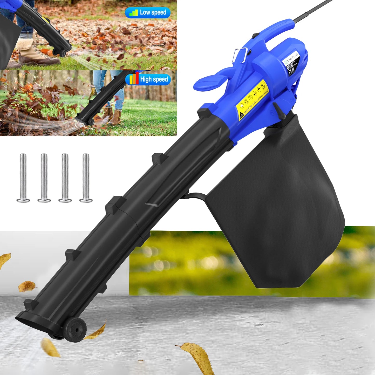3000W Garden Vacuum and Blower for Efficient Patio and Garden Cleanup, 13 m³/min Airflow