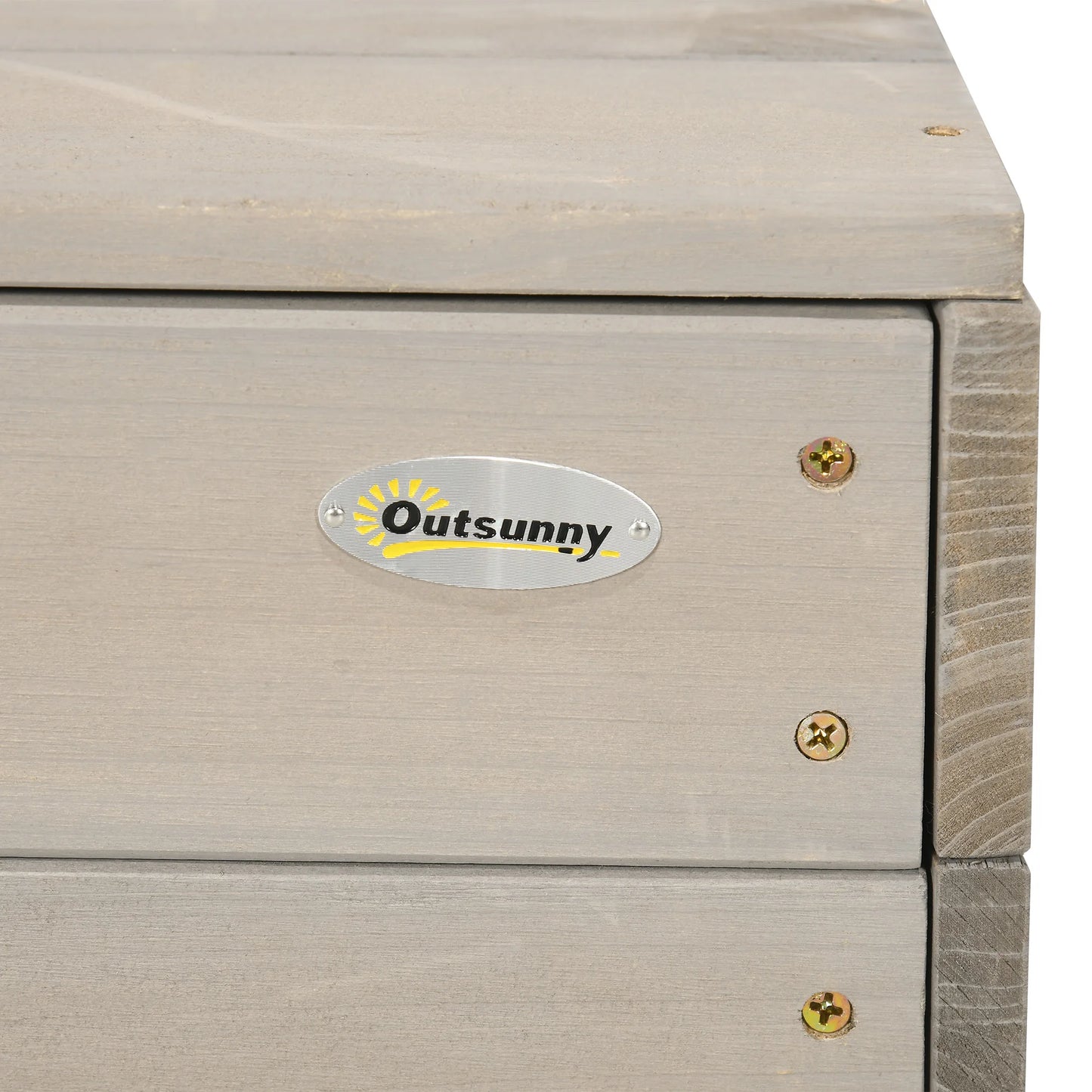 Outsunny Grey Wooden Sandbox for Kids with Canopy and Seating - Perfect for Garden Fun!