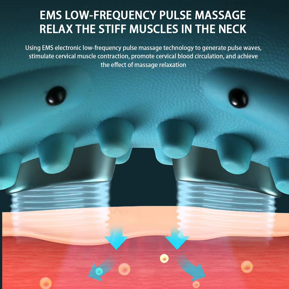 Multifunction EMS Electrotherapy Heating Cervical Ergonomic Acupressure Neck Pillow 