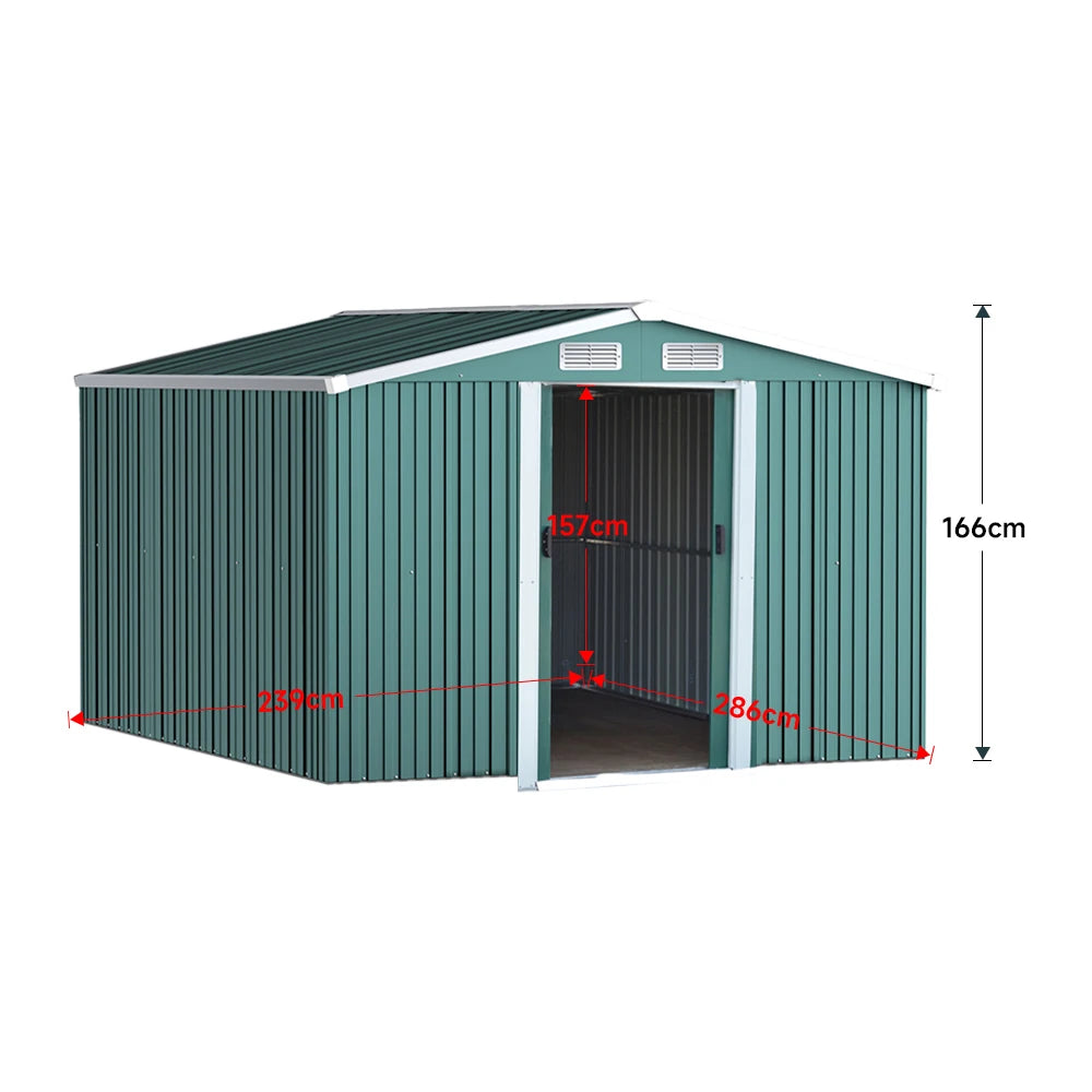 Large Heavy-Duty Metal Garden Tool Storage Shed, Weatherproof Steel Construction, Rust/Uv/Water-Resistant, Foundation Included