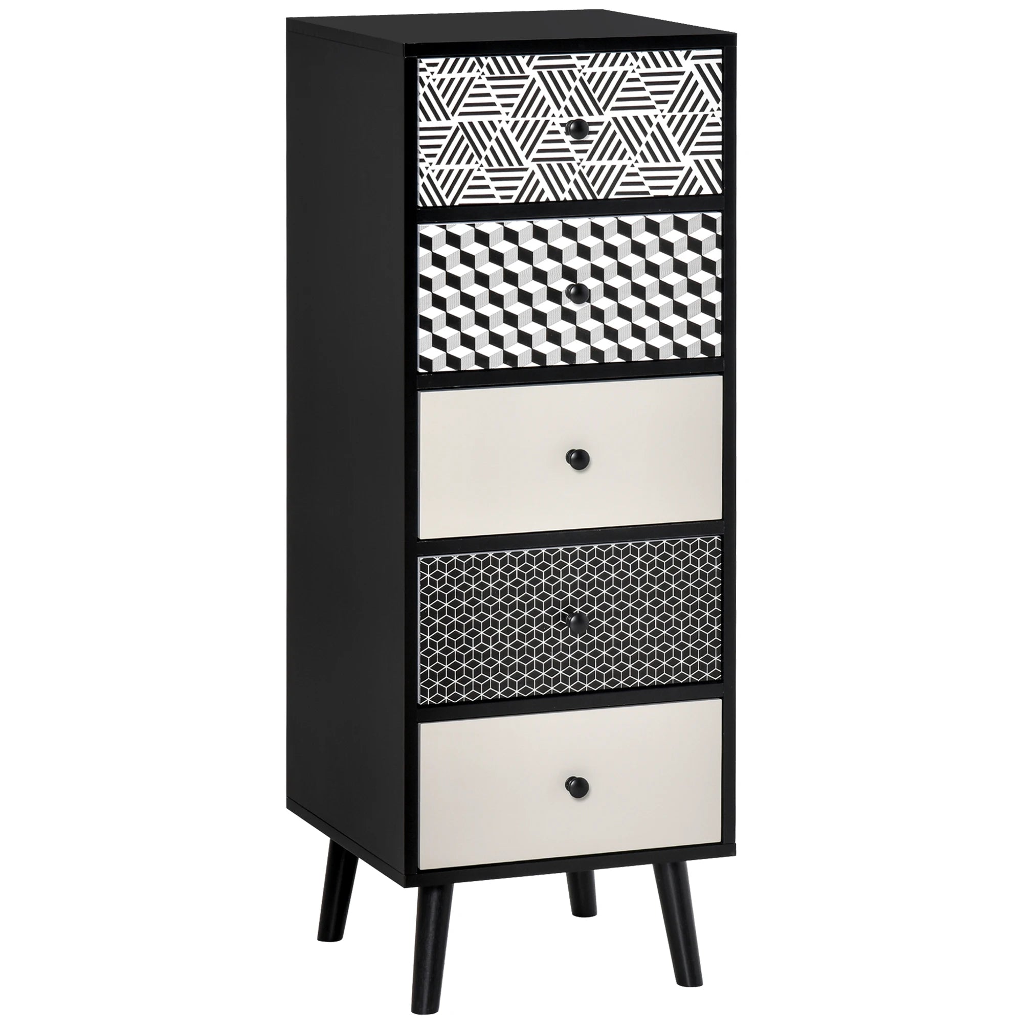 Chest of Drawers, 5 Drawer Storage Organiser Unit Bedroom, Black