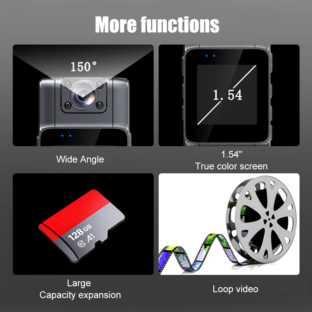 4K UHD Mini Body Camera with Audio and Video Recording, 150° Wide Angle, 180° Rotatable Lens, 7-Hour Battery Life, WiFi Connectivity