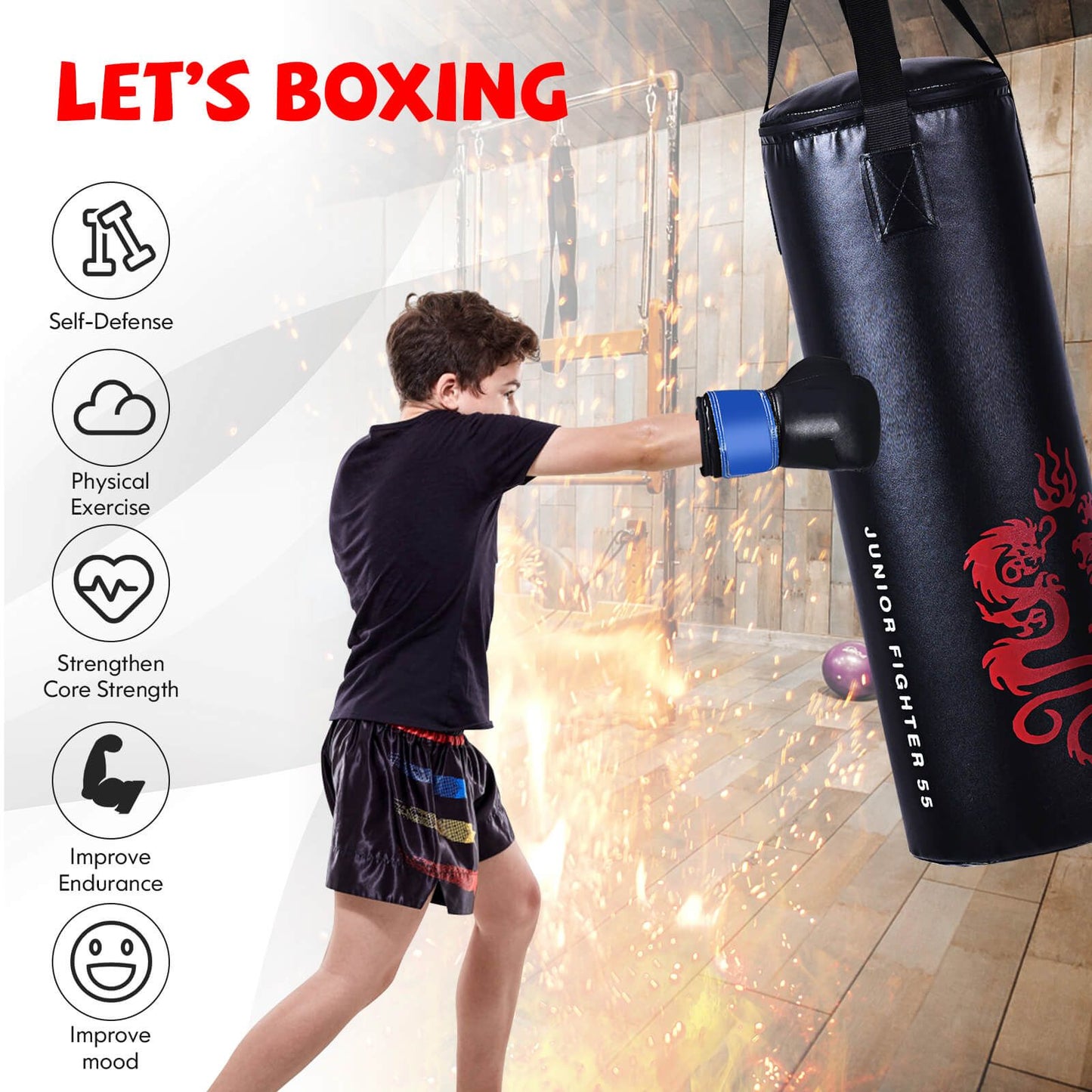 5-Piece Children's Boxing Set with Punching Bag and Gloves