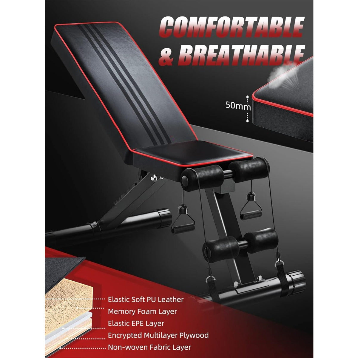 Adjustable Weight Bench - Utility Weight Benches for Full Body Workout, Foldable Flat/ Incline/ Decline FID Bench Press for Home Gym