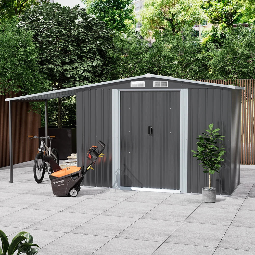 4X8 Ft Spire Top Tool Room with Shed Outdoor Metal Storage Shed 