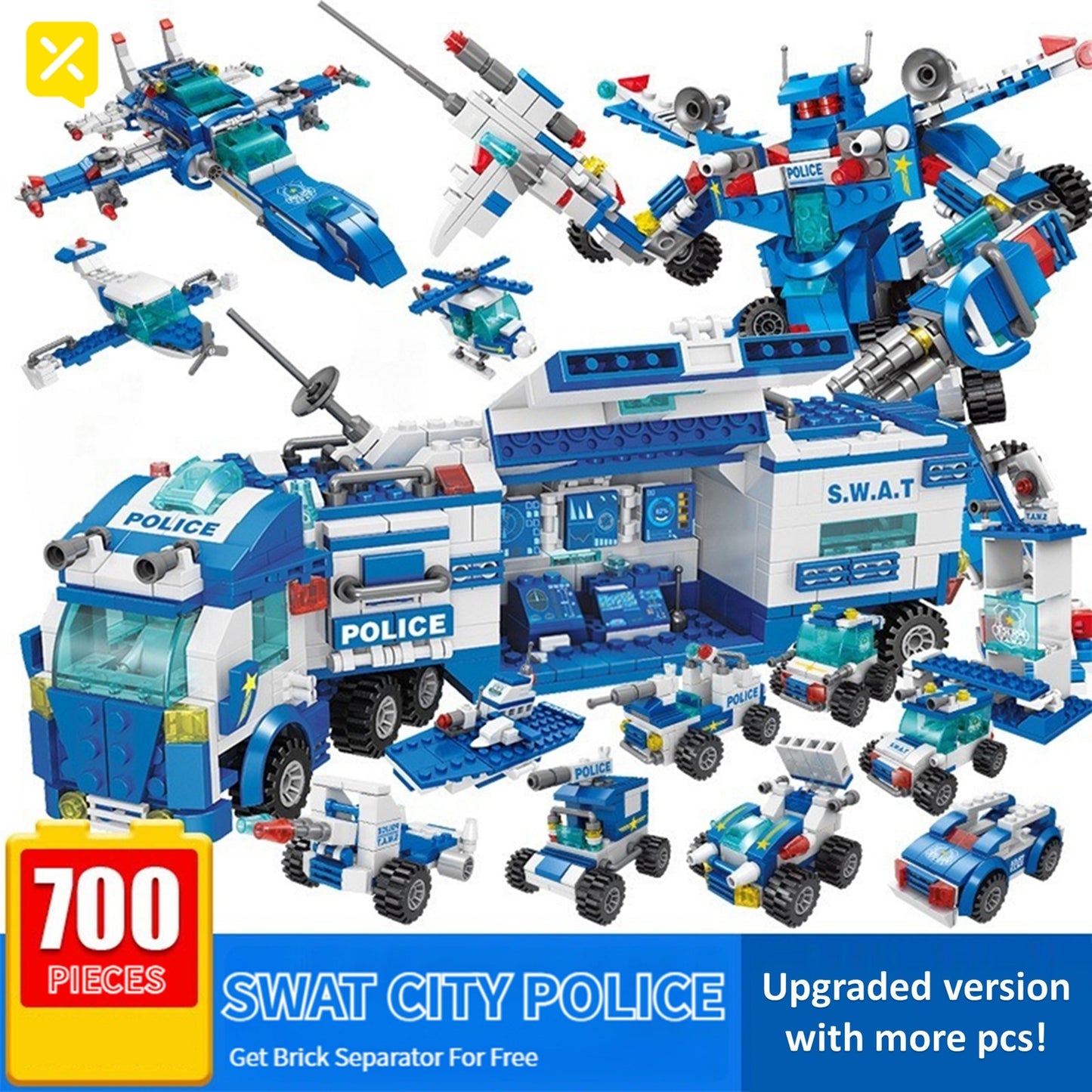 700pcs Department Car Building Blocks, City Patrol Police Toy, Vehicle Truck Action Figures Brick Toys For Children