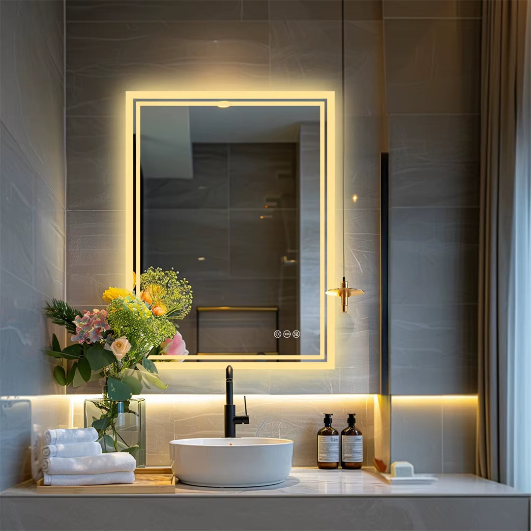 Illuminate LED Backlight Bathroom Mirror Frameless Dimmable Defog Bath/Shower/Shaving Mirror