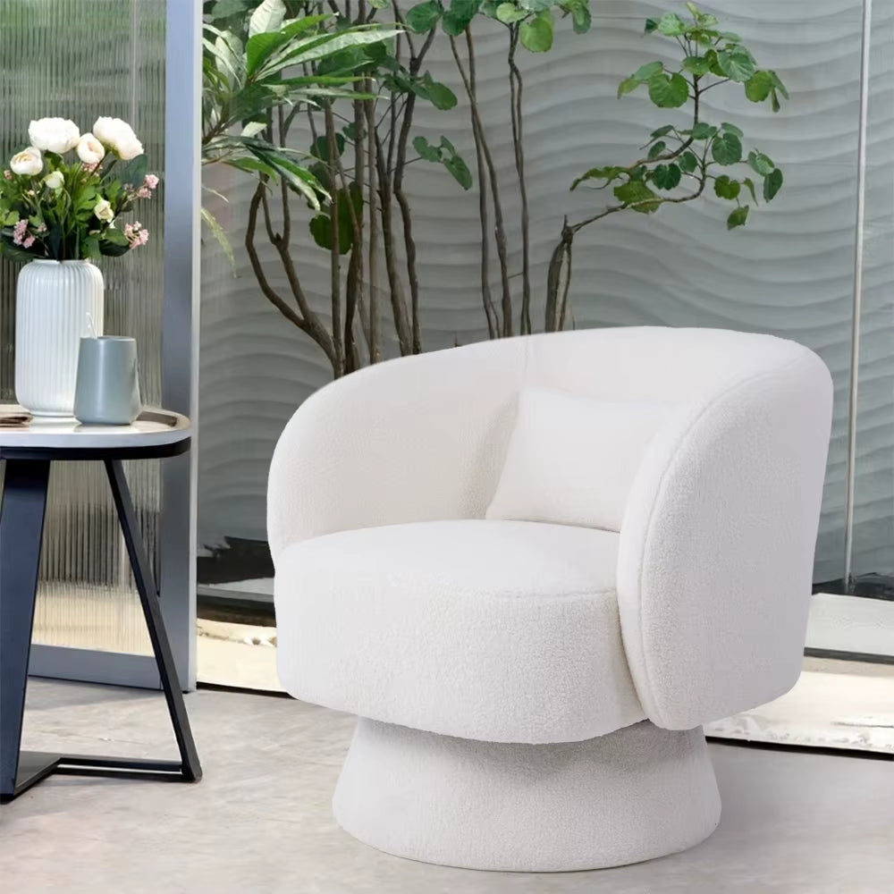 Upholstered Swivel Chair with Pillow for Bedroom Living Room and Makeup Room