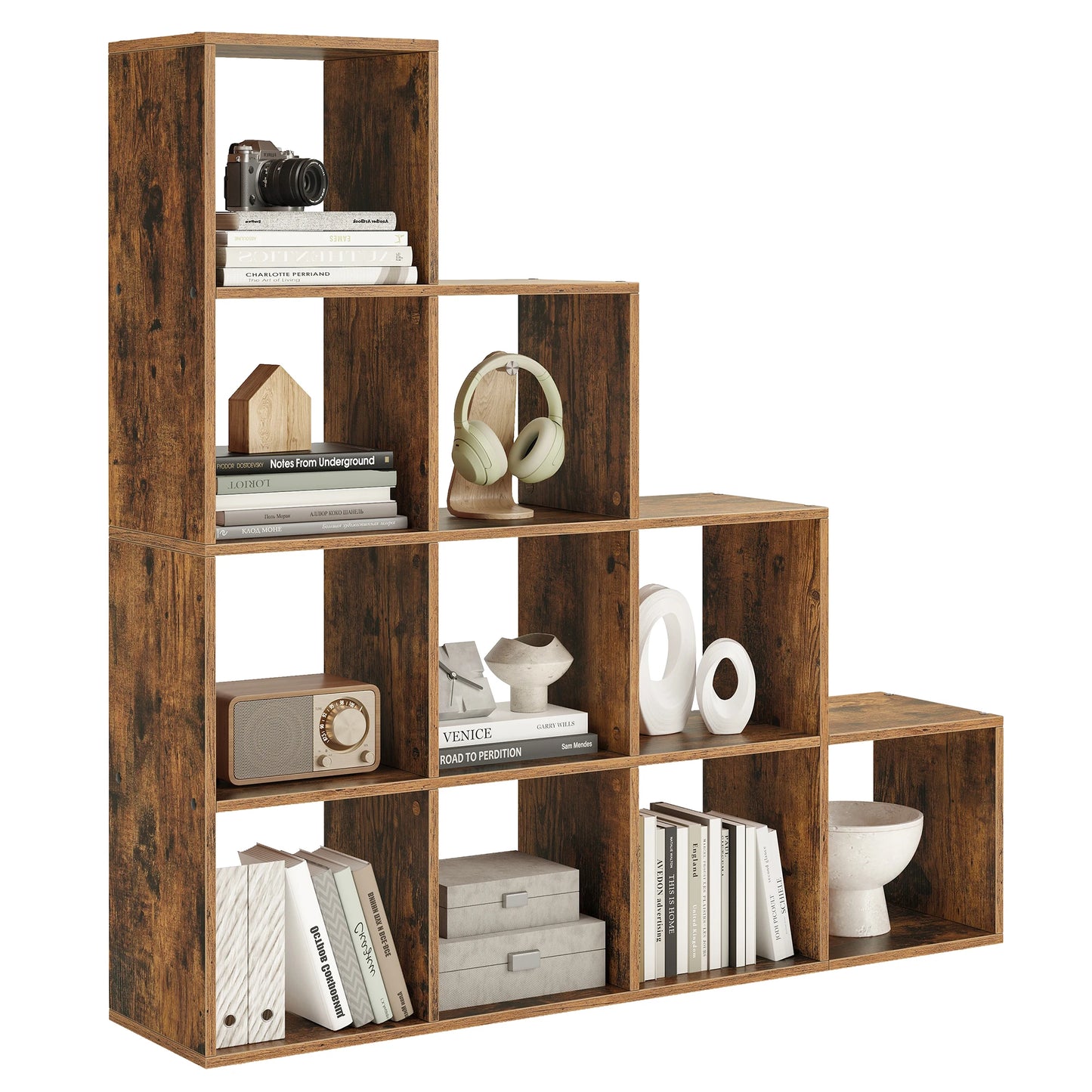 10 Tier Bookcase Open Shelf Storage Cabinet for Decorations, Picture Frame, Living Room, Bedroom, Office
