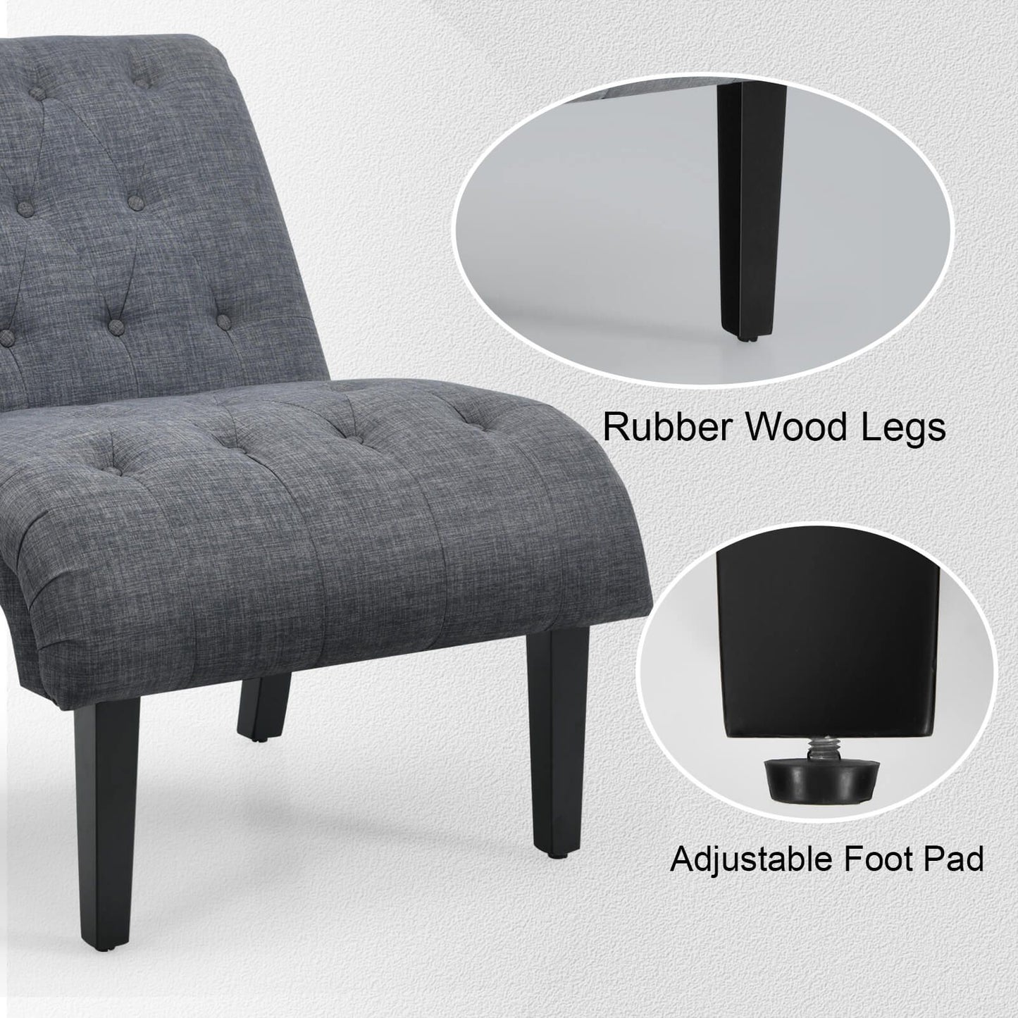 Modern Upholstered Accent Chair with Button Tufted Linen Fabric