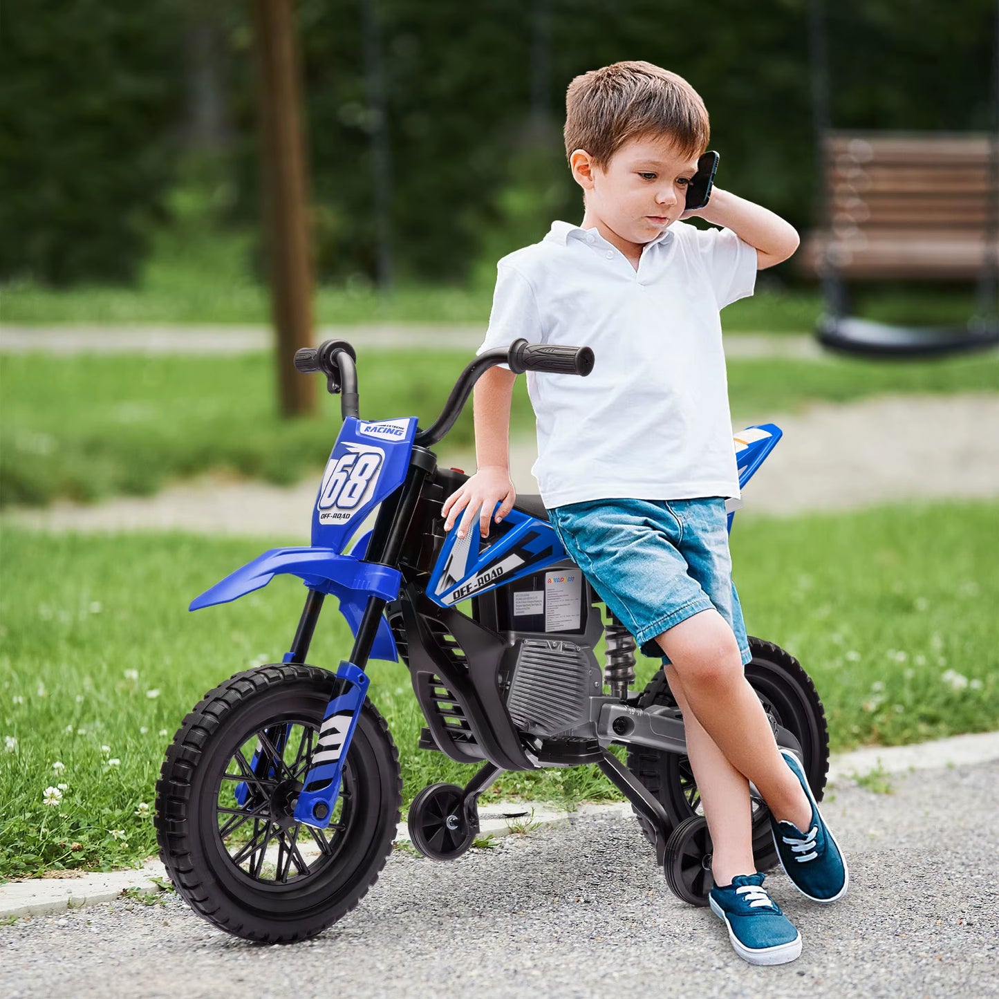 12V Kids Electric Motorcycle W/ Twist Grip Throttle, Music