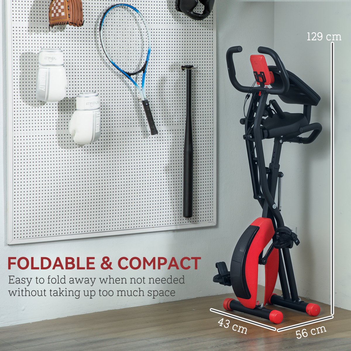 Transform Your Fitness: SPORTNOW Folding Exercise Bike with Arm Bands, Red