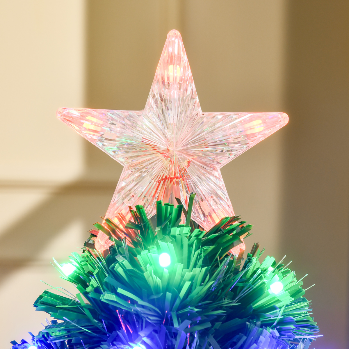 3ft Prelit Artificial Christmas Tree with Multicolor Fiber Optic LEDs Green