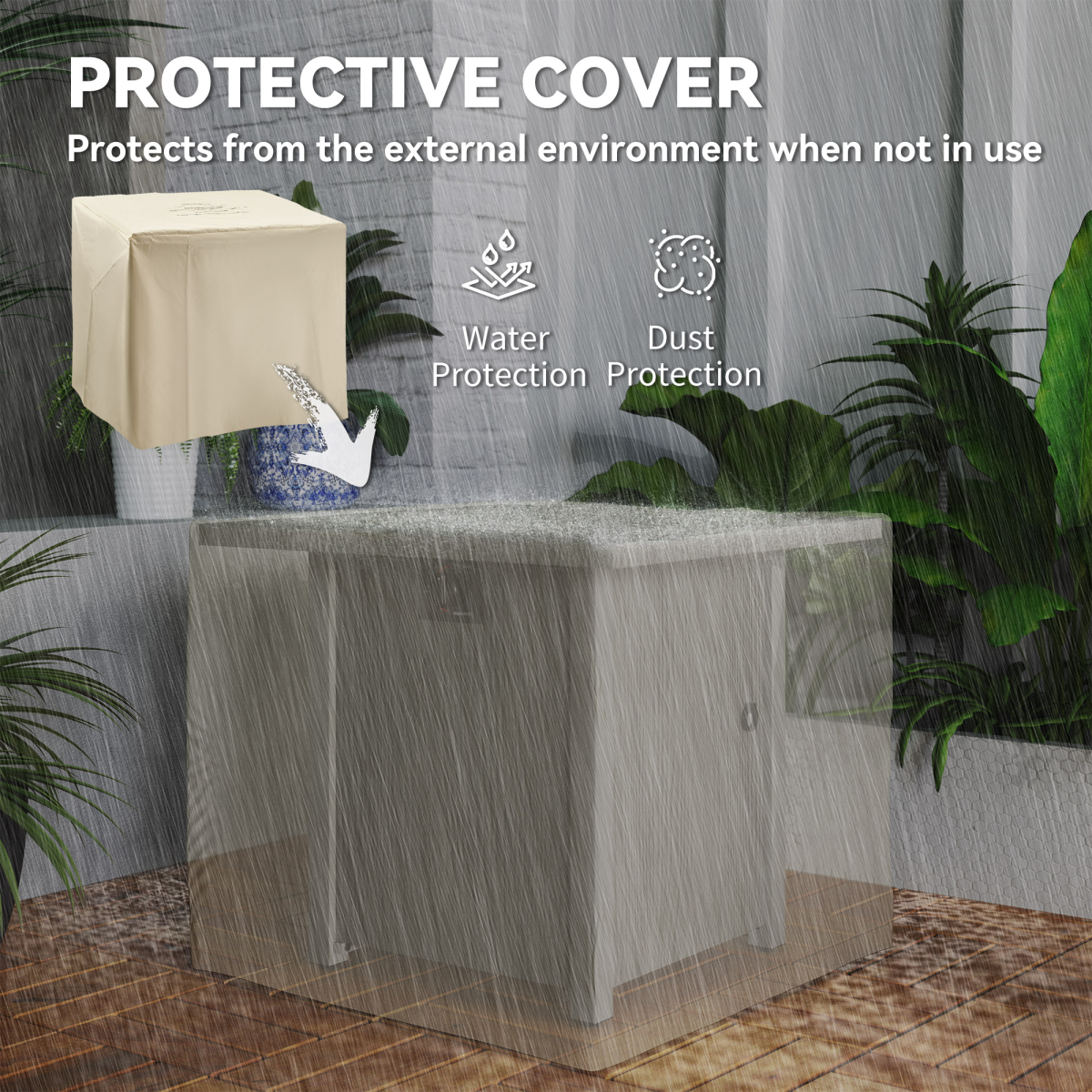 40,000 BTU Gas Fire Pit Table with Elegant Cover - Dark Grey