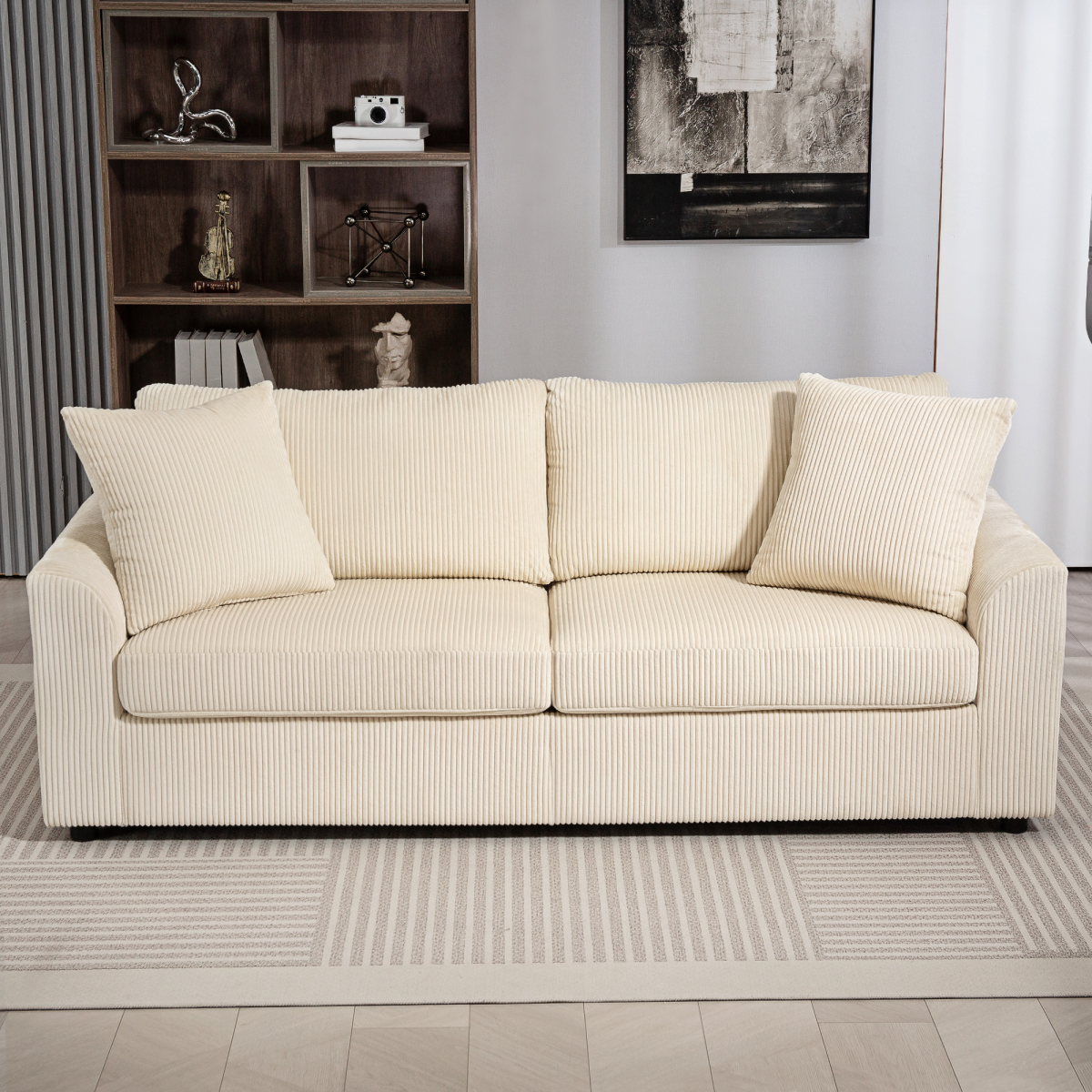 Elegant Cream White Sofa Chair with Cushions for Ultimate Comfort & Support