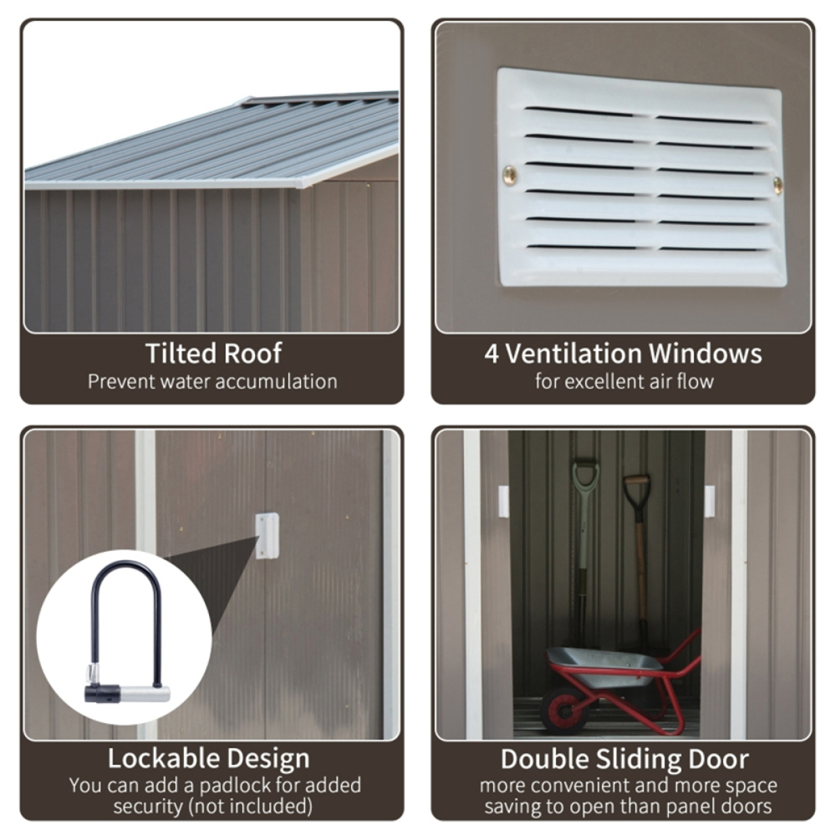 7' x 4' Steel Garden Storage Shed - Durable, Spacious & Weather-Resistant