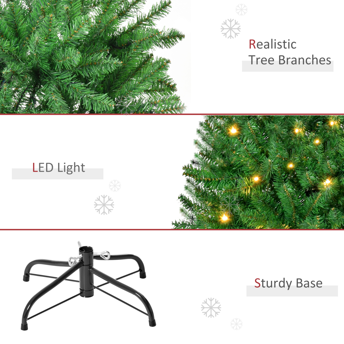 5-Foot Warm White LED Christmas Tree - Realistic Green with 8 Light Modes