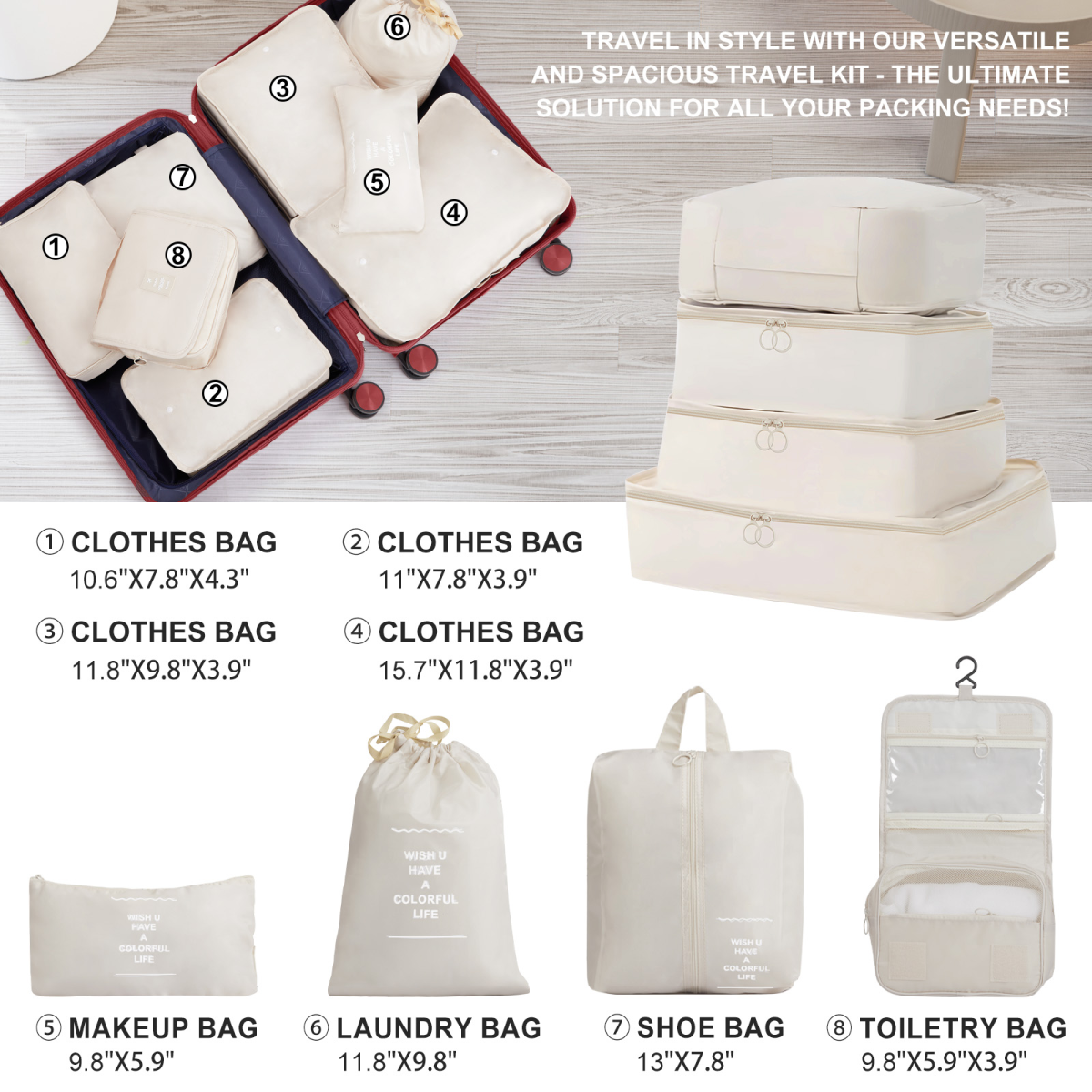 Versatile 4-Piece Red Luggage Set with Toiletry Kit & Stylish Handbags