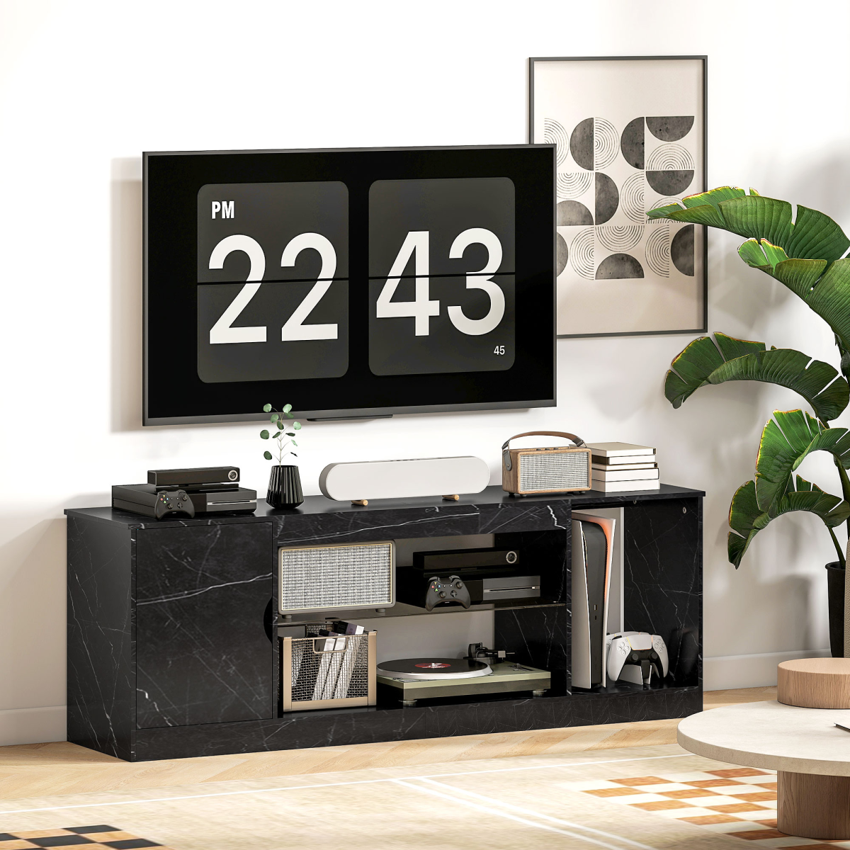Chic Marble Effect TV Stand for 55" TVs - Stylish & Functional Design