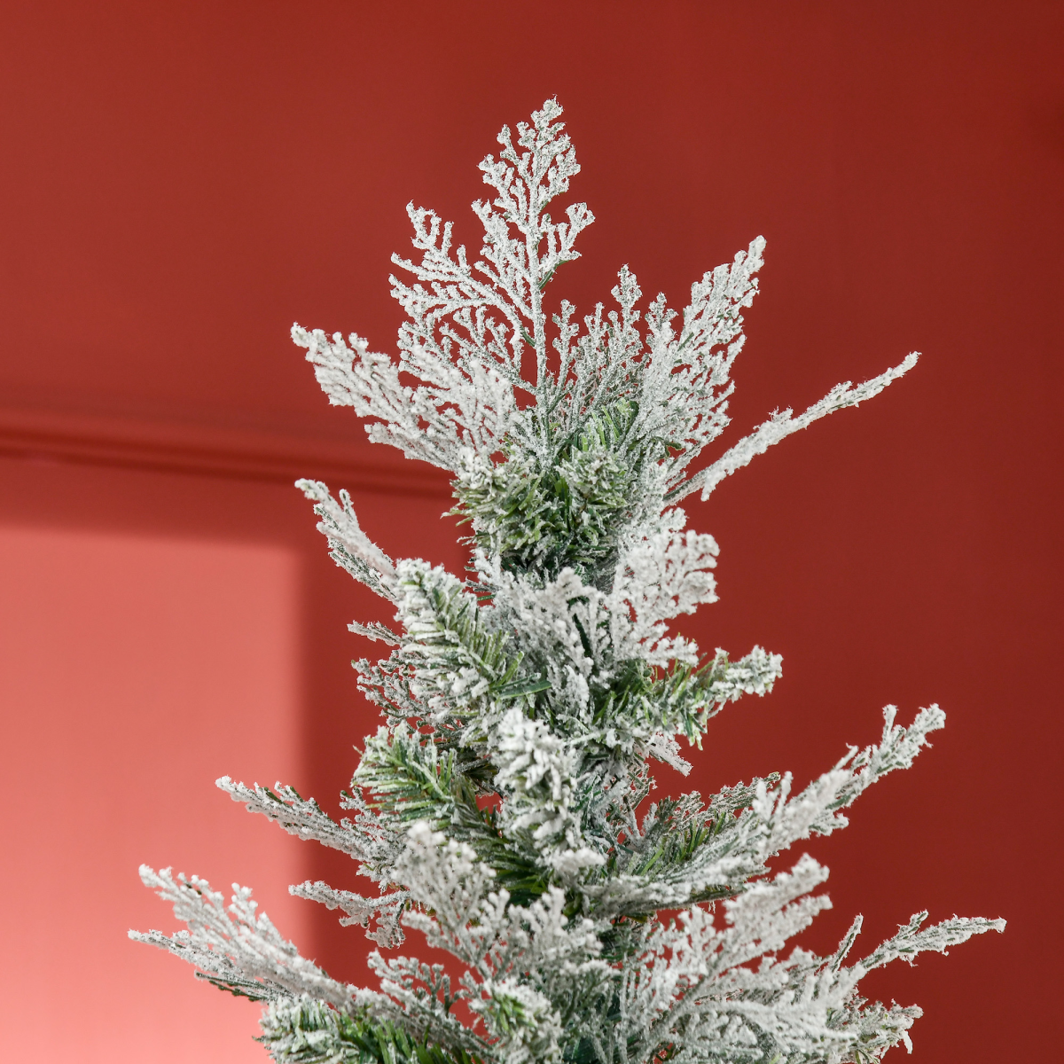 7 ft Snow-Flocked Pencil Christmas Tree with Metal Base