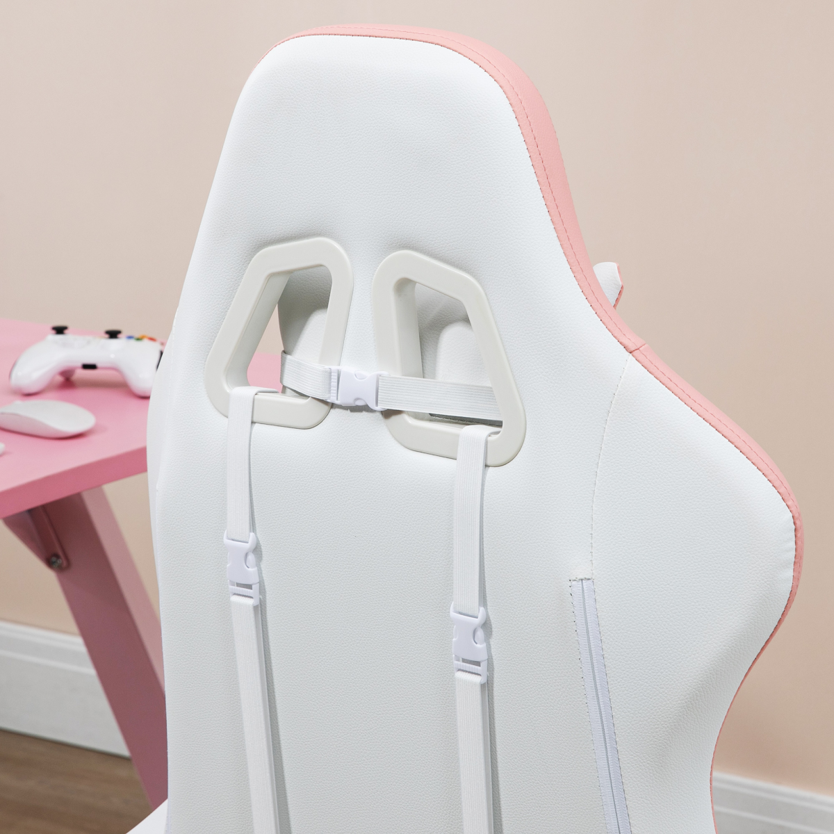 Vinsetto Pink Racing-Style Gaming Chair with Reclining Back and Footrest