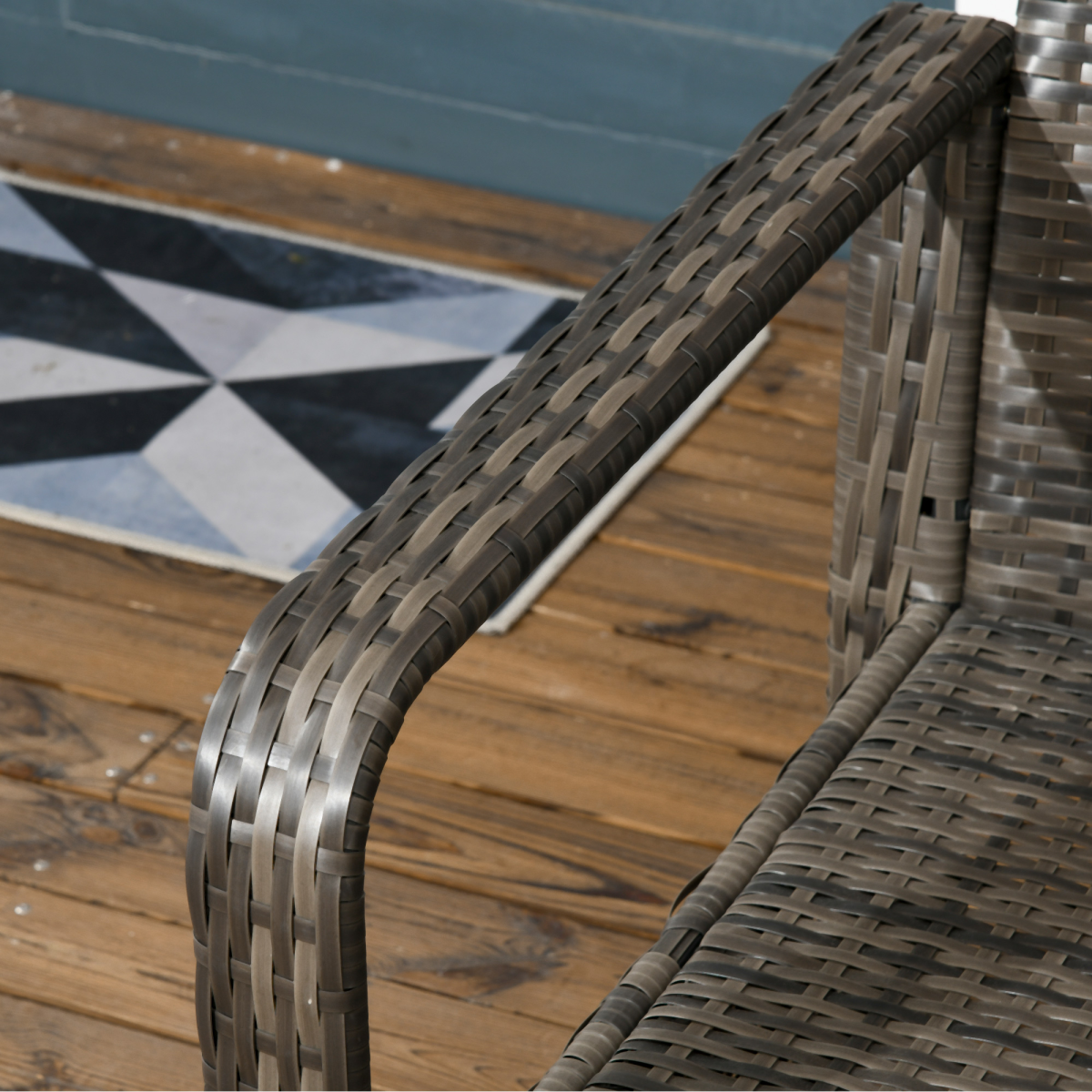 3-Piece PE Rattan Garden Sofa Set - 2 Chairs & Storage Table, Grey