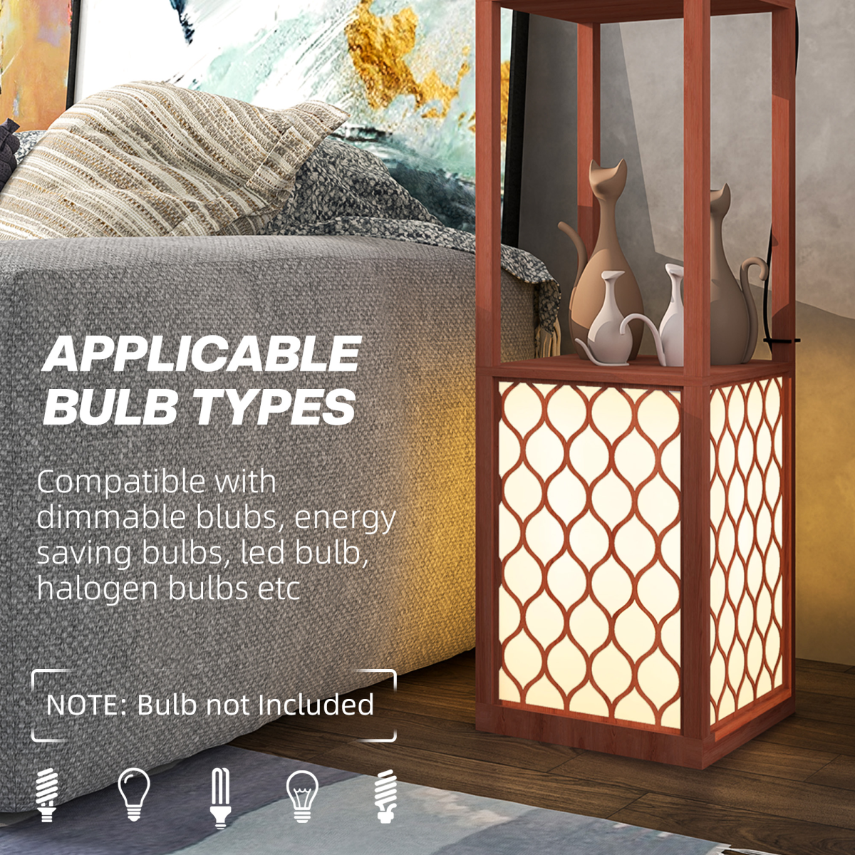2-Light Modern Floor Lamp with Stylish Shelves - Elegant & Functional!