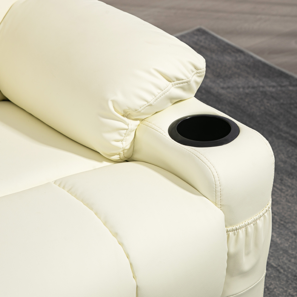 Luxury Recliner Chair with Footrest & Cup Holders - Cream Swivel Comfort
