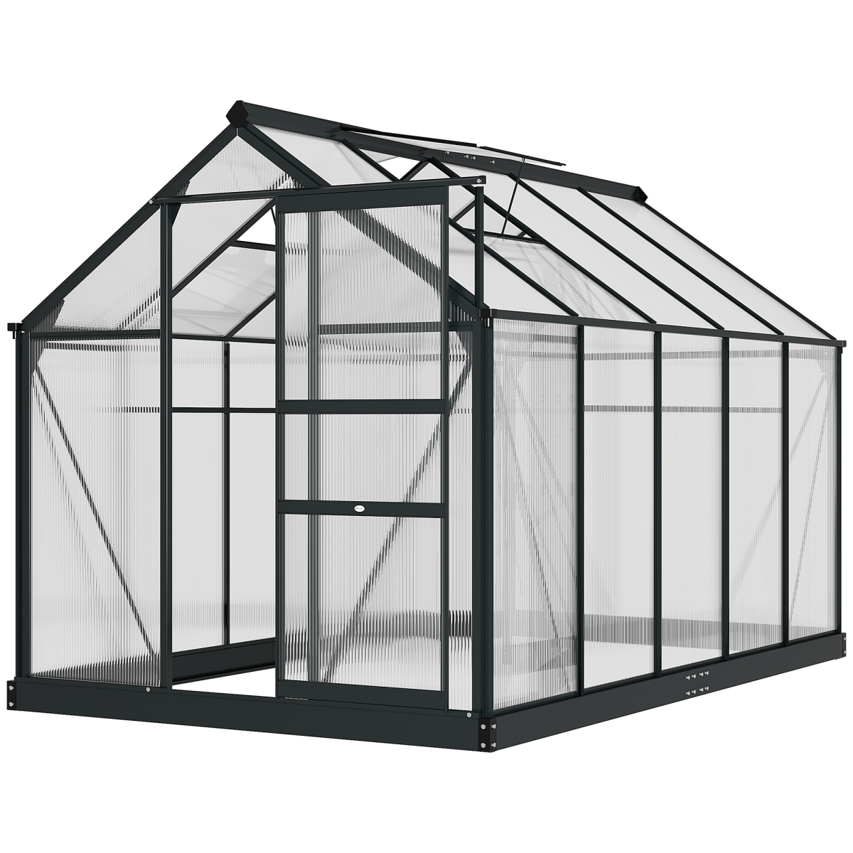 Polycarbonate Walk-In Garden Greenhouse with Aluminium Frame, 6x10 ft