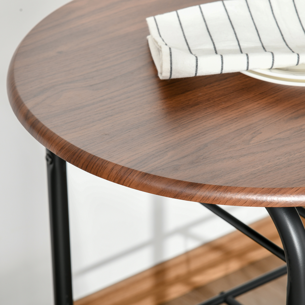 MDF 2-Seater Bar Table Set with Bottle Storage, Oak Wood Tone