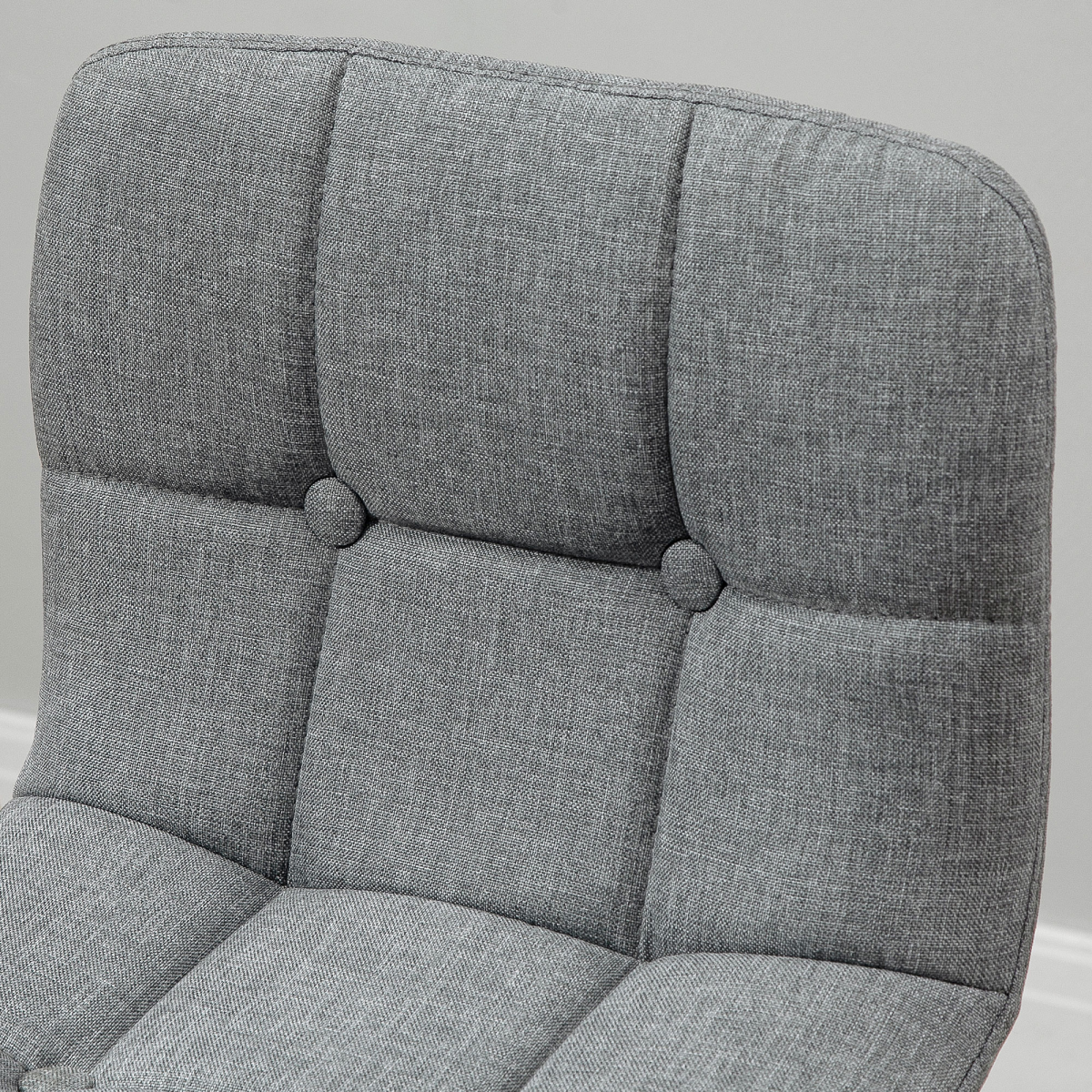 Grey Bar Stool Set of 2: Armless, Button-Tufted, Counter Height