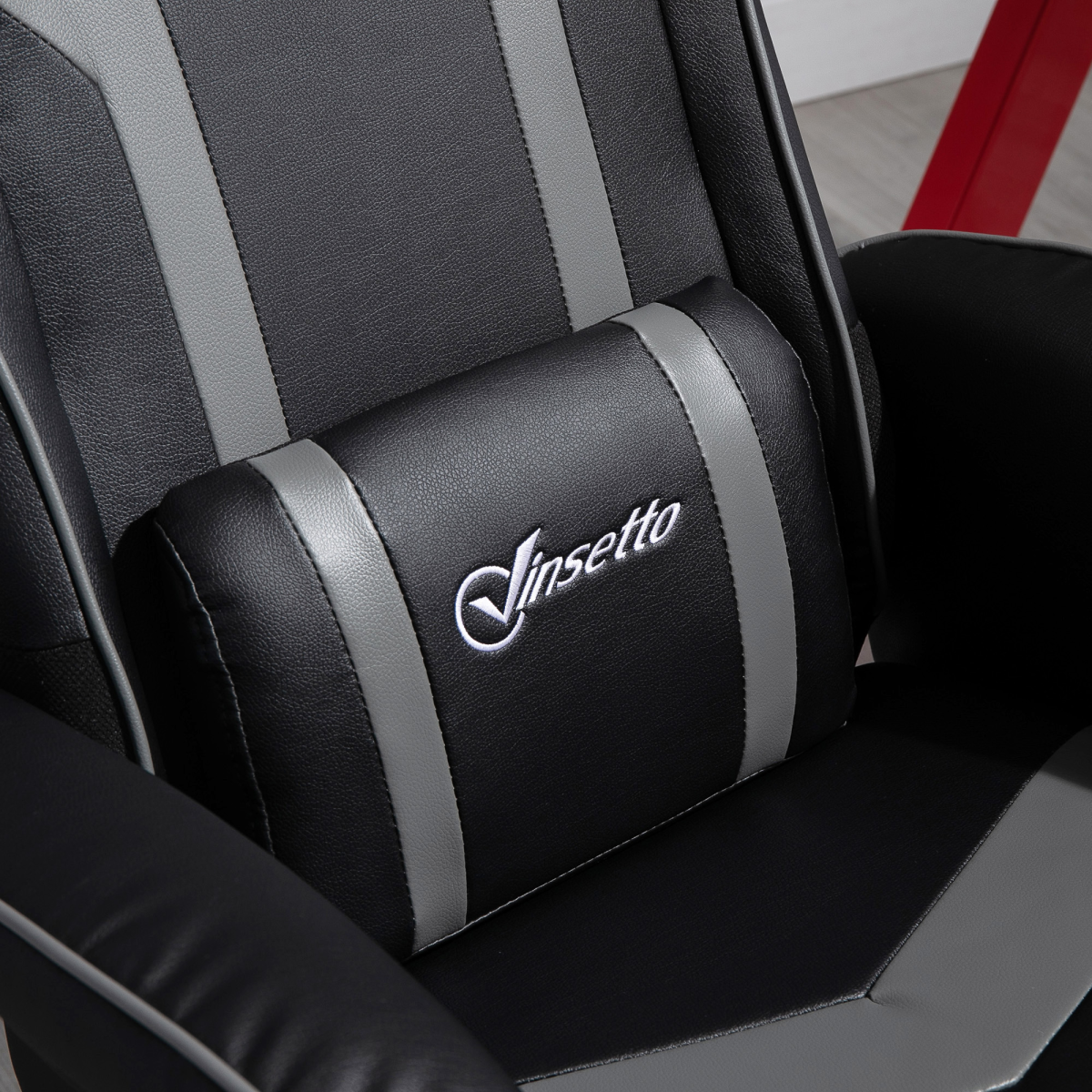 Racing-Style Gaming Chair with Footrest & Pedestal Base Deep Grey