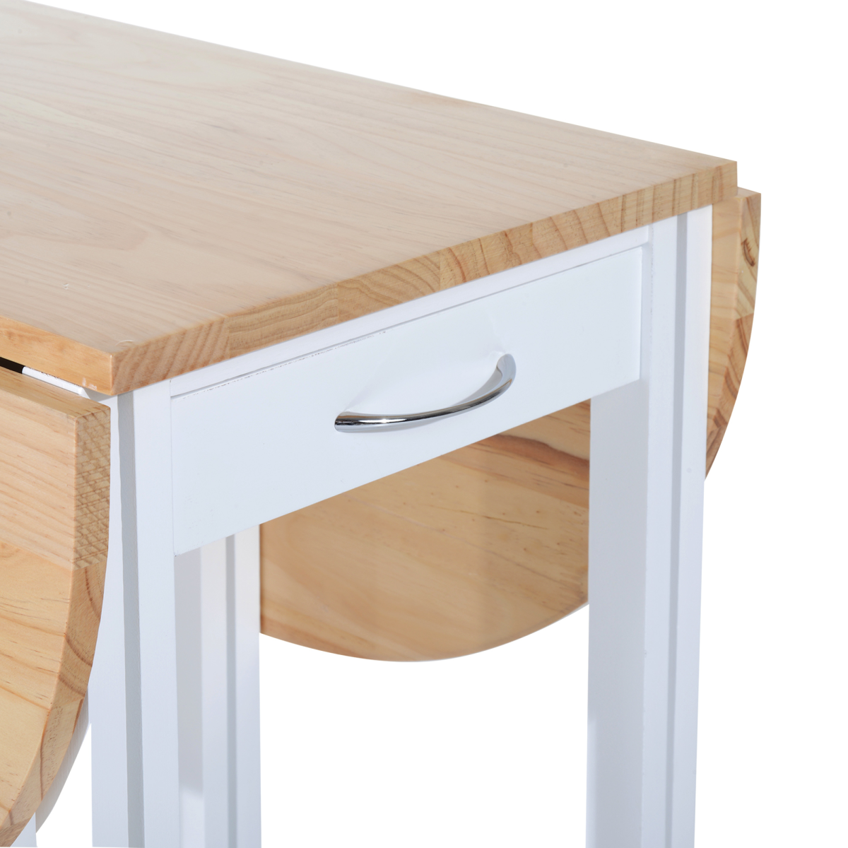 Versatile 3-Piece Wooden Kitchen Cart Set with Rolling Stools & Space-Saving Design