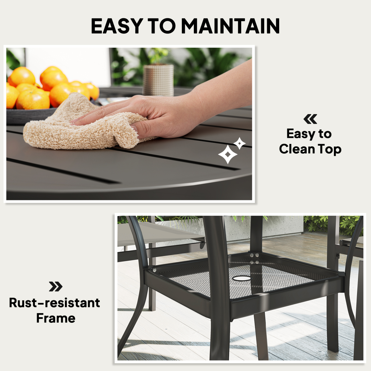 Elegant 5-Piece Patio Set: Round Table & 4 Stackable Texteline Chairs