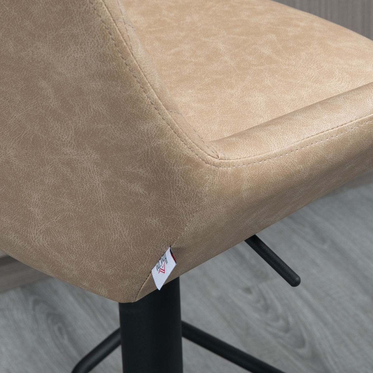 2-Pack Adjustable Bar Stools, 360° Swivel, Faux Leather, Khaki