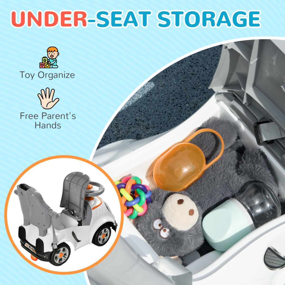 AIYAPLAY 3-in-1 Ride-On Push Car: Cartoon Robot with Light-Up Eyes