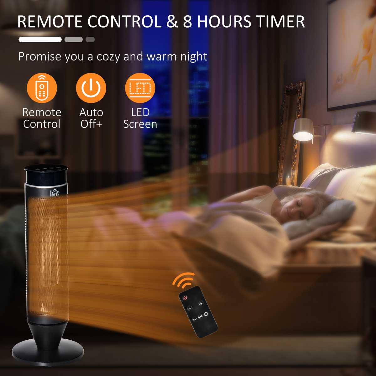 Smart Ceramic Oscillating Space Heater - Remote Control & 8-Hour Timer