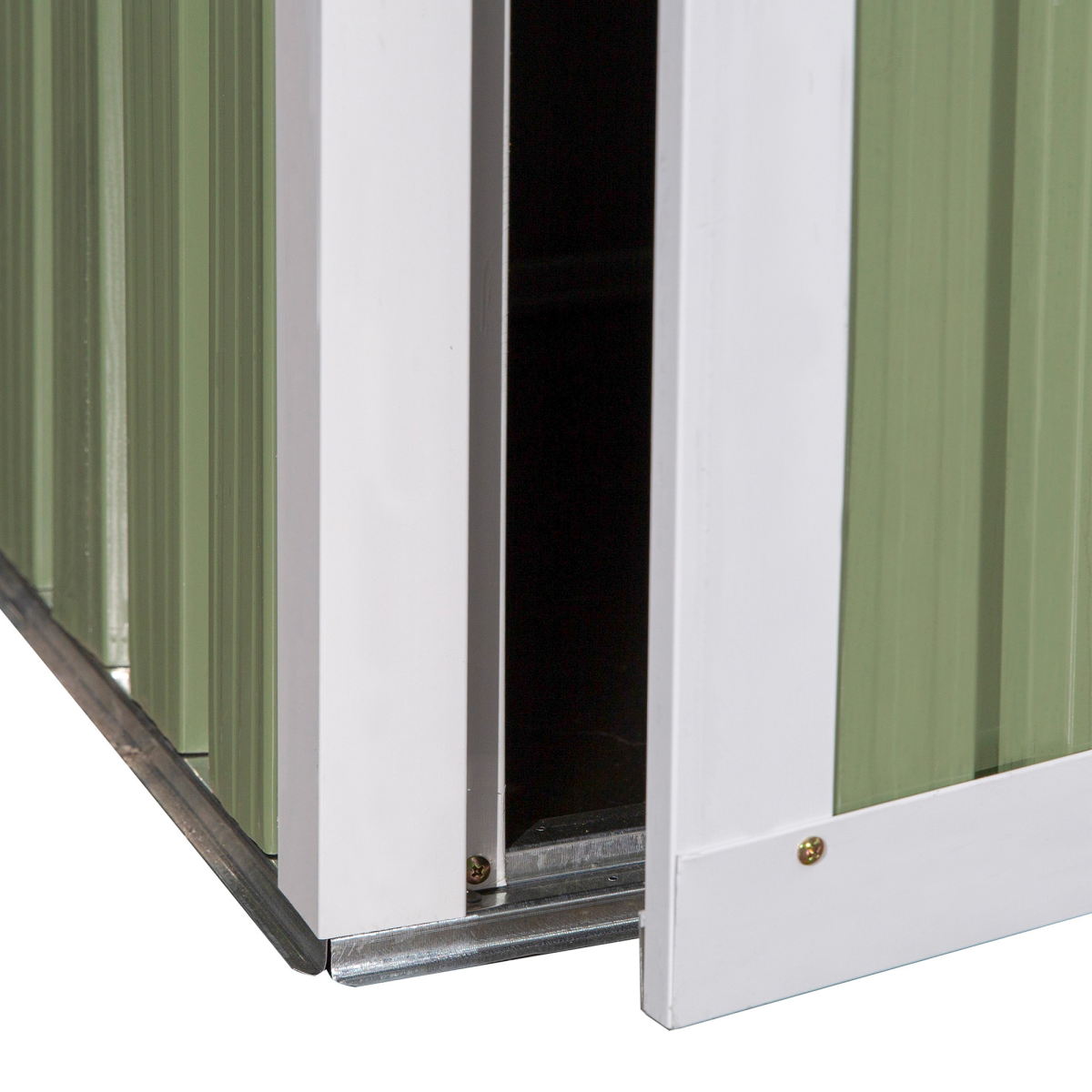 Green Garden Storage Shed with Sloped Roof and Lockable Door