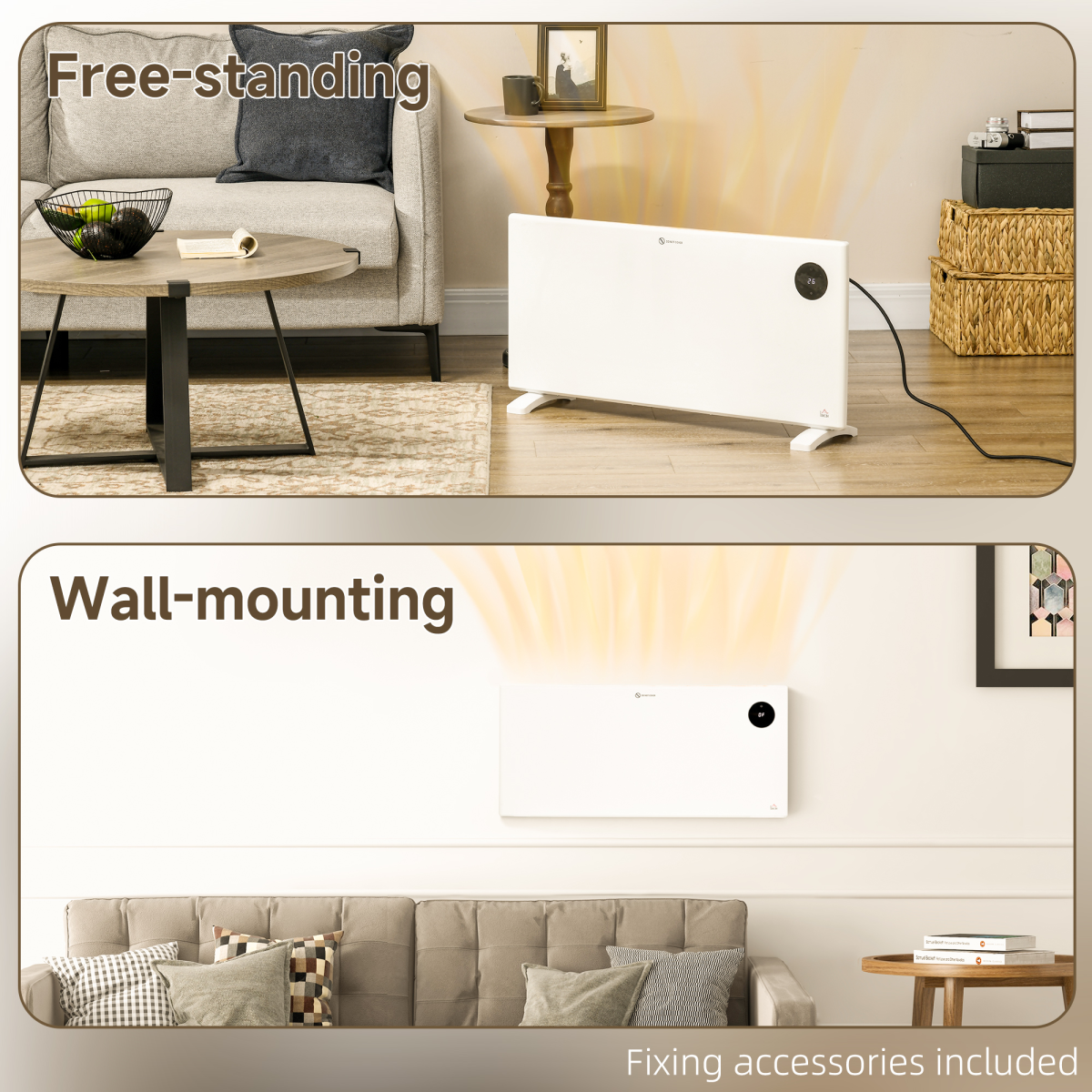 2000W Slim Electric Convector Heater with LED Display & Remote