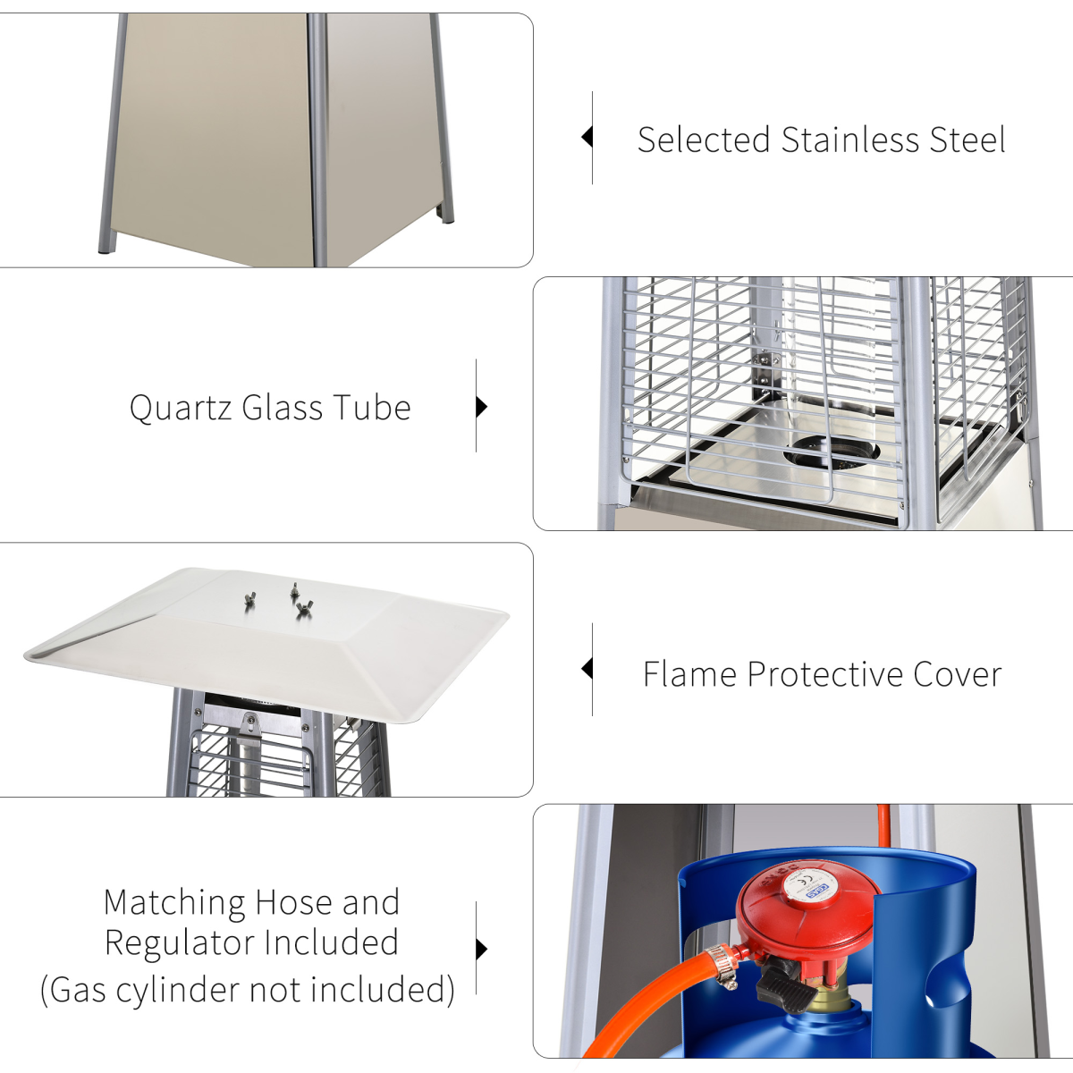 10.5kW Pyramid Patio Gas Heater with Cover - Safe & Portable