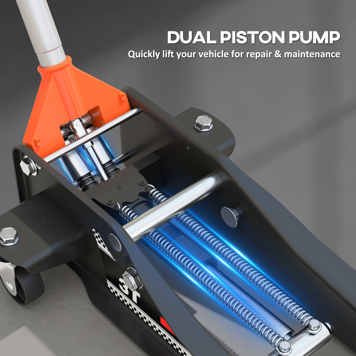 3 Ton Low Profile Hydraulic Trolley Jack - Lifts 7.5-50.5 cm!