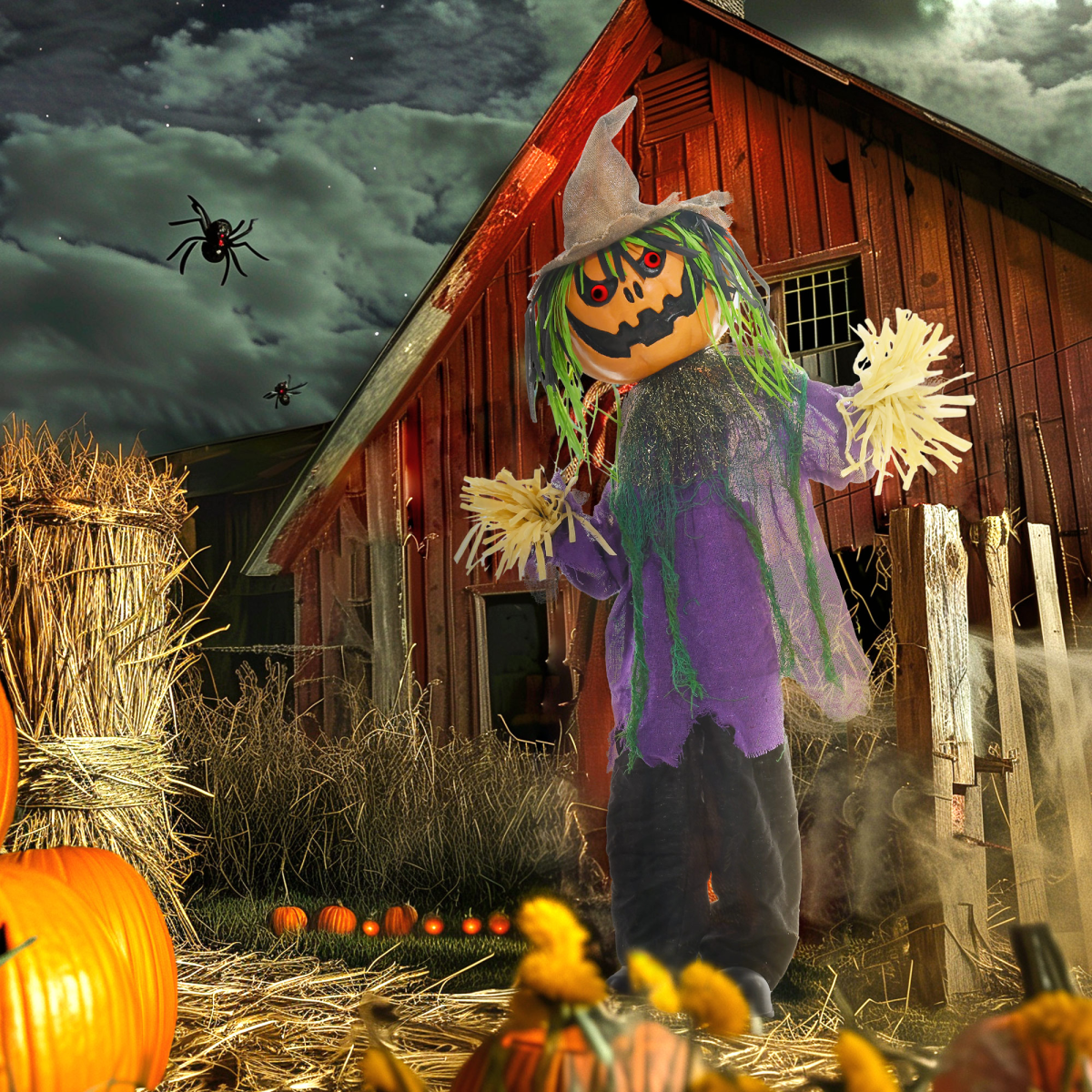 Animated Halloween Pumpkin Prop - Touch / Sound Activated