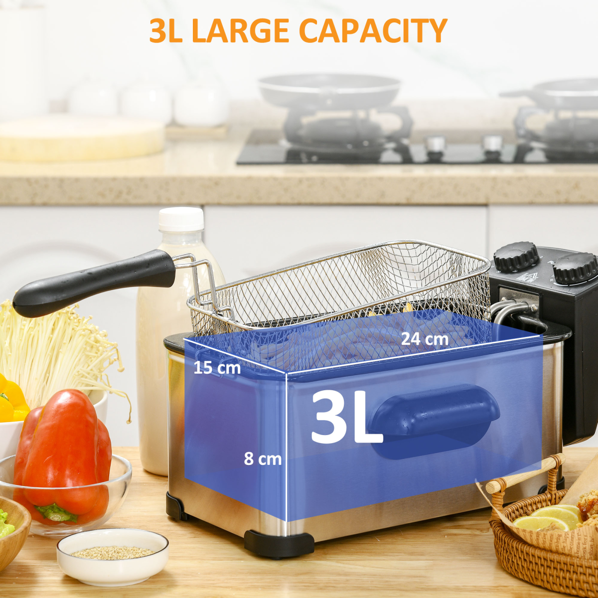 3L Deep Fat Fryer - Transform Your Cooking 2000W Power & Timer