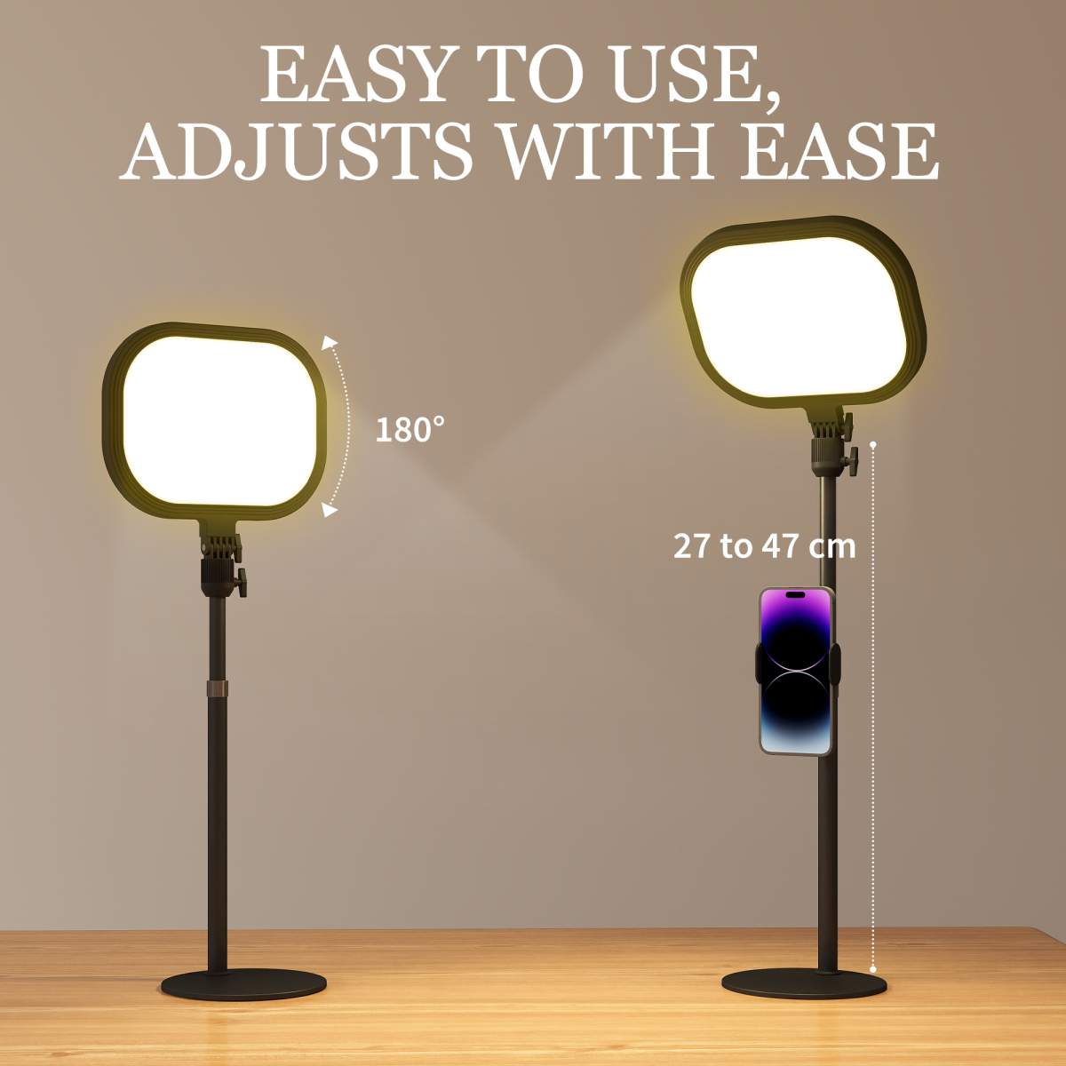 Versatile Bedside Lamp: 5 Colors, 10 Brightness, Phone Holder, Black