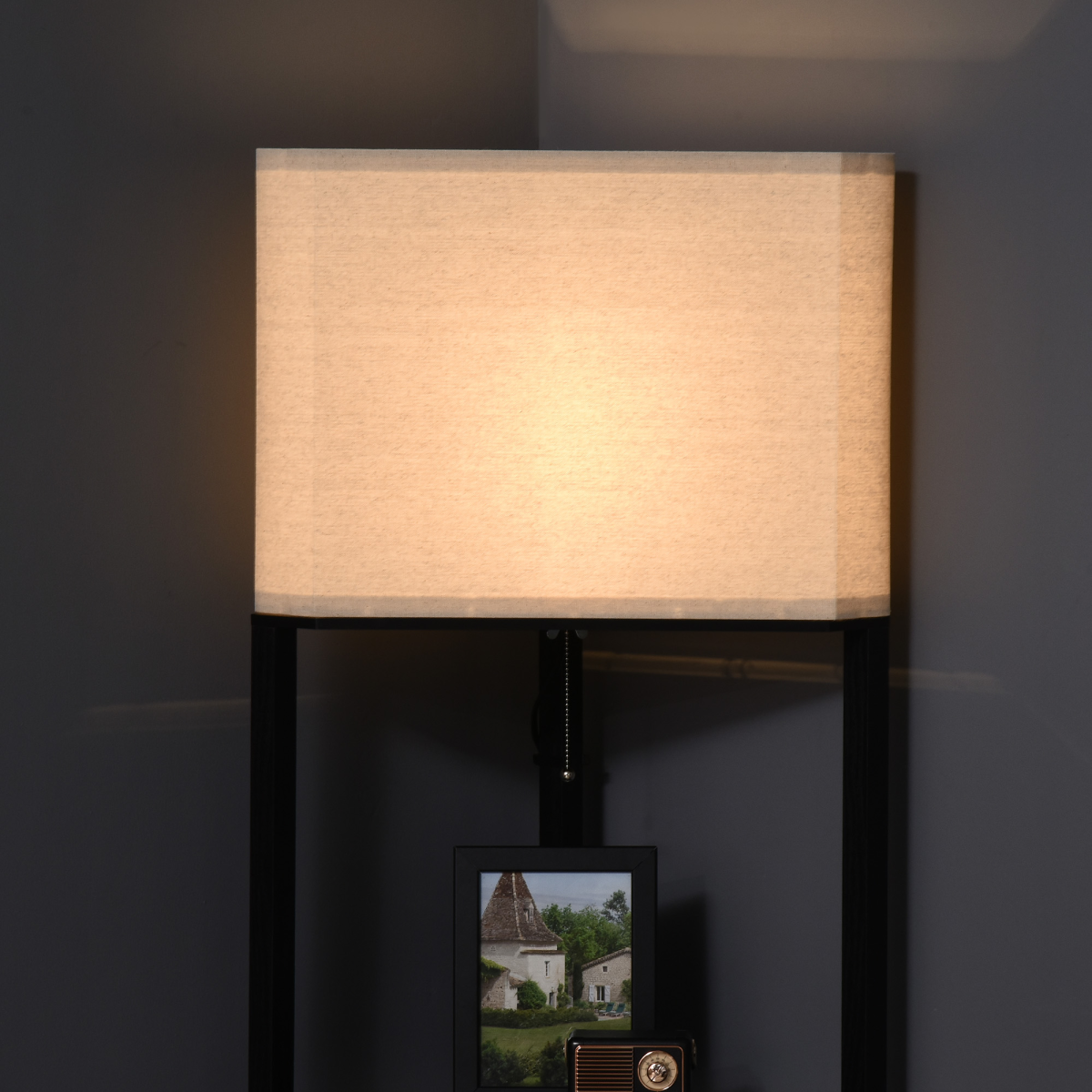 Elegant Corner Floor Lamp with Shelves - Modern Illuminate & Organize