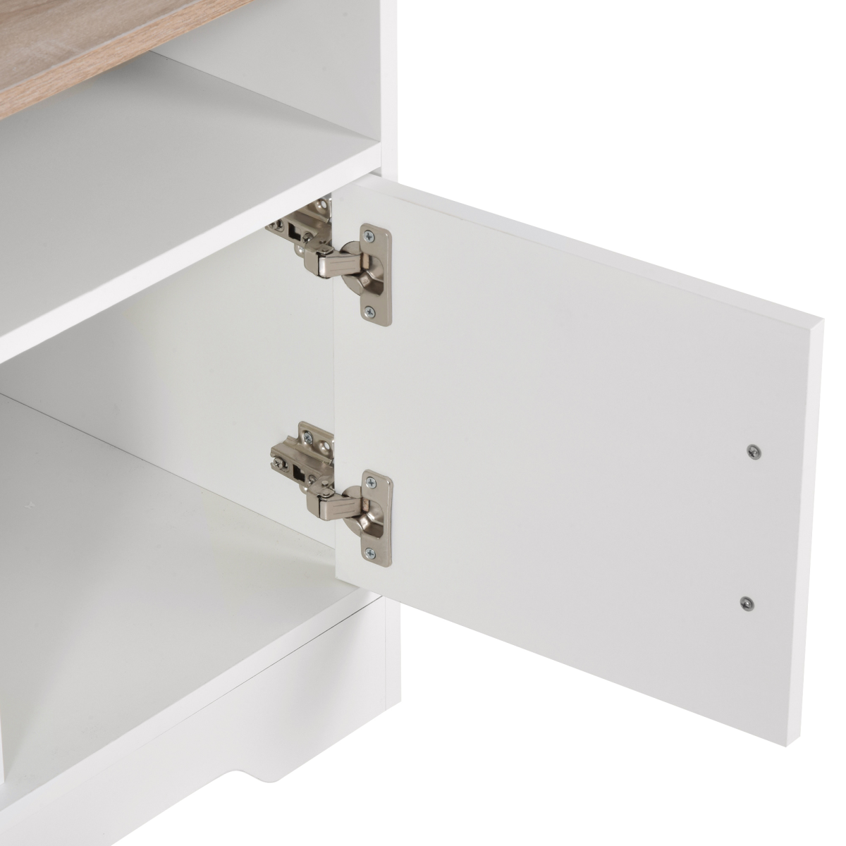 Stylish 42" Home Office TV Stand with Cabinets & Open Shelves - Versatile Storage