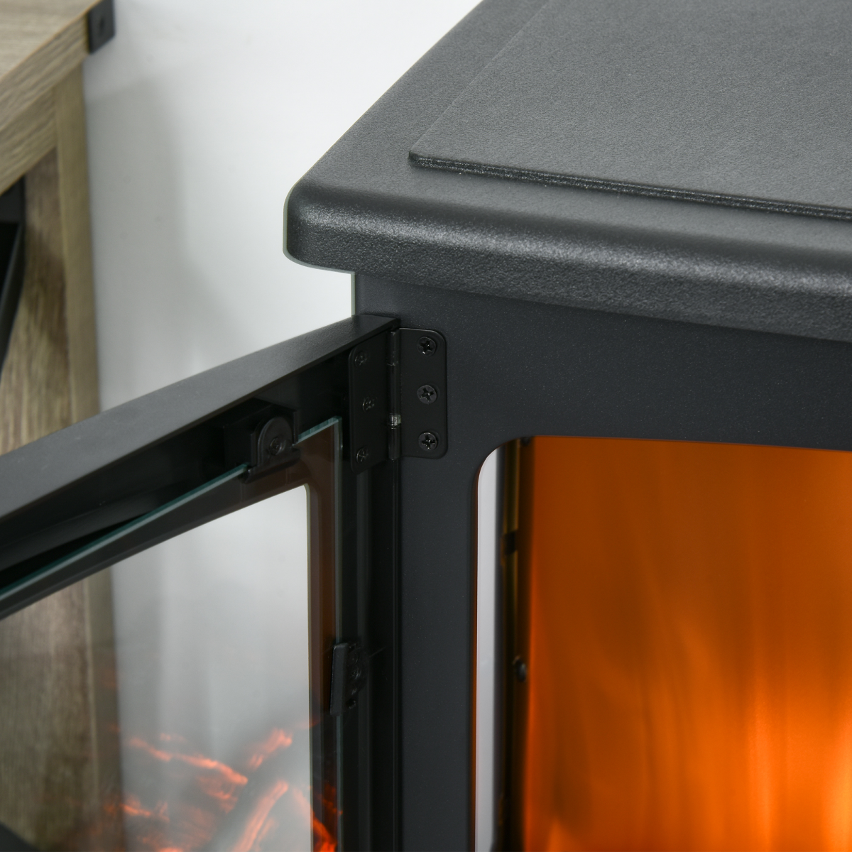 Cozy Retro Electric Fireplace Heater - 1800W Tempered Glass, Stylish & Safe