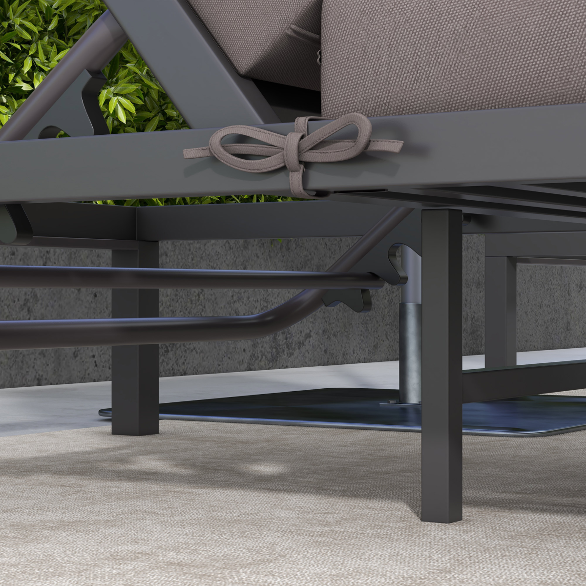 3-Piece PE Rattan Lounge Set - Aluminum Frame Grey Recliners